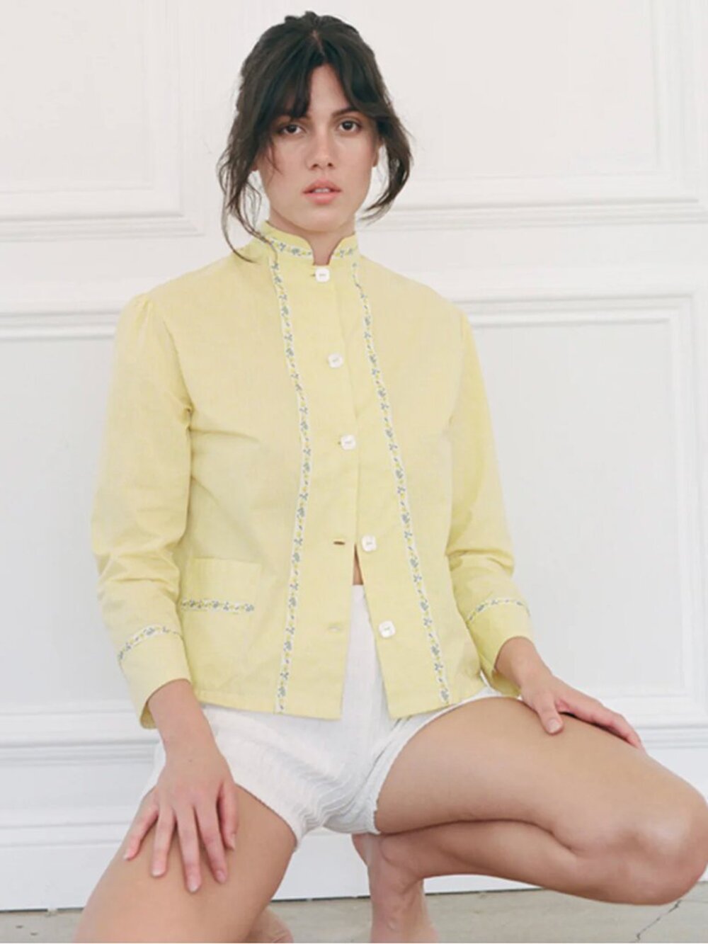 Olivia Latinovich Yellow Gingham Matching Set Love Top + Bottoms Cotton Size S